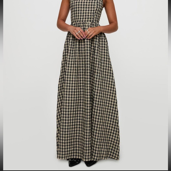 Cartmel Check Maxi Dress Black/Cream - Picture 1 of 5